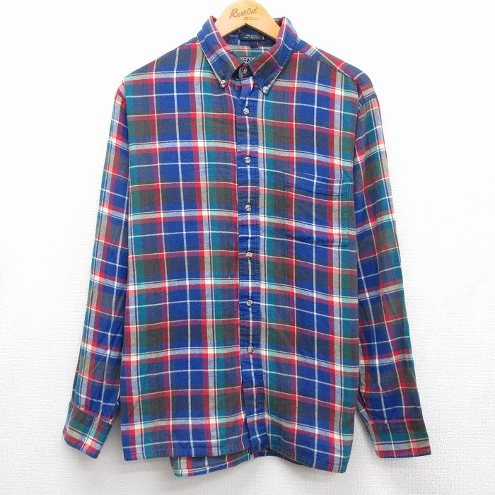 バンヒューセン 90s 長袖フランネルシャツ ブルーチェック メンズXL相当 | 古着