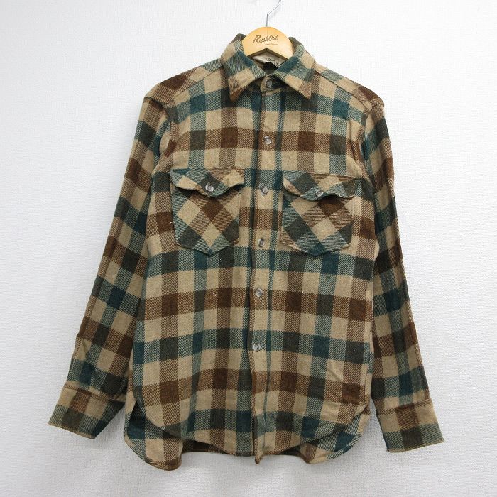 ウールリッチ 80s 長袖シャツ チェック ベージュ メンズM相当 | 古着