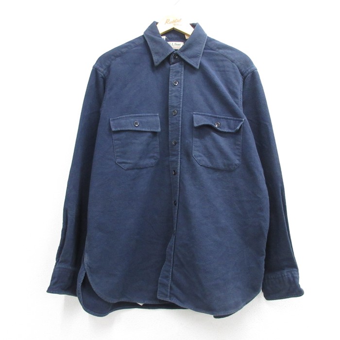 エルエルビーン 80s 長袖シャツ フランネル ネイビー メンズXL相当 | 古着