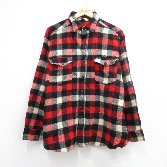 Woolrich 80s 長袖シャツ フラップポケット レッド メンズXL相当 | 古着