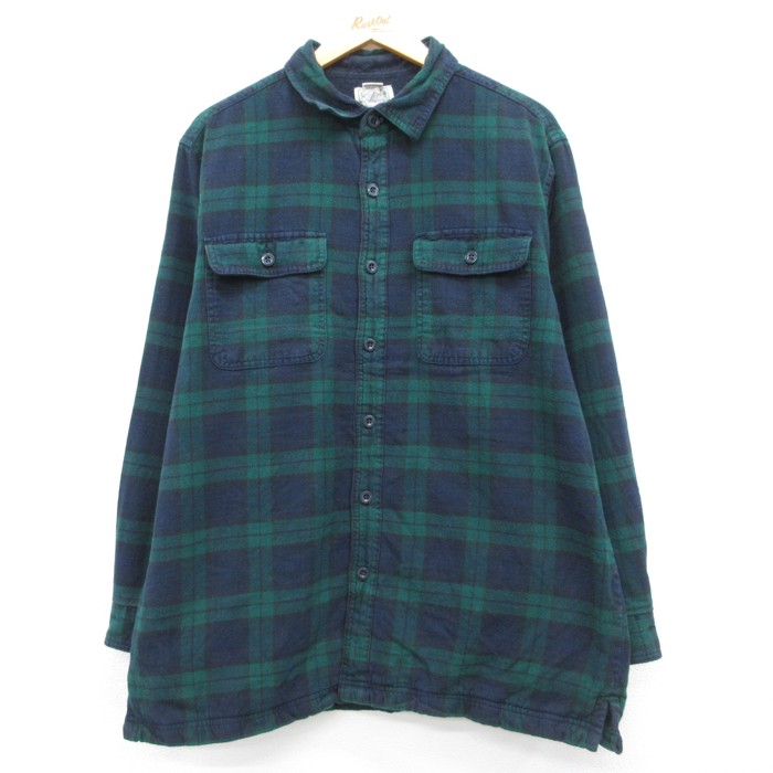 L.L.Bean 00s 長袖シャツ フランネルチェック グリーン メンズXL相当 | 古着