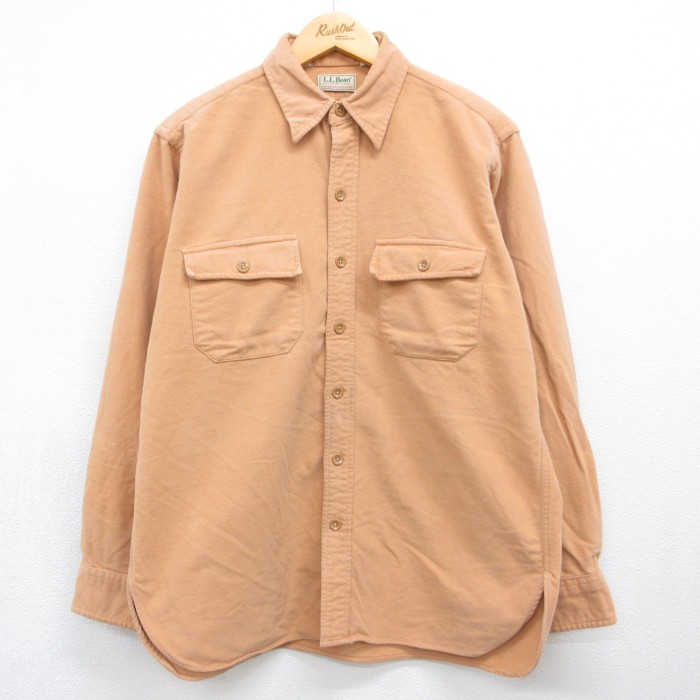 エルエルビーン 80s 長袖シャツ ヘビーフランネル オレンジ メンズL相当 | 古着