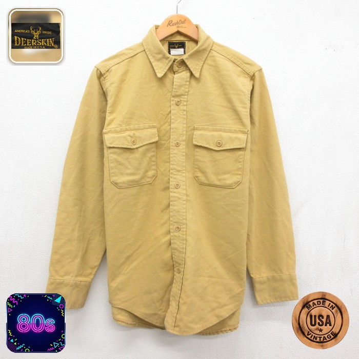 80s 長袖シャツ ヘビーフランネル イエロー メンズM相当 | 古着