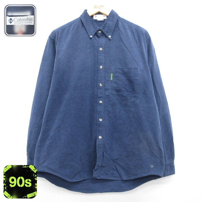 コロンビア 90s 長袖シャツ フランネル ネイビー メンズXL相当 | 古着