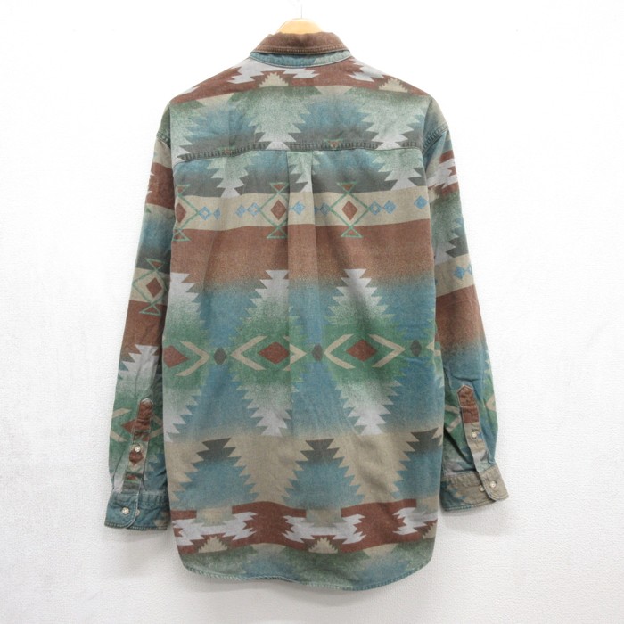 Woolrich 90s USA製ウールジャケットネイティブ総柄ML相当 古着 古着通販 L☆古着 ウールリッチ Woolrich 長袖 シャツ メンズ 90年代