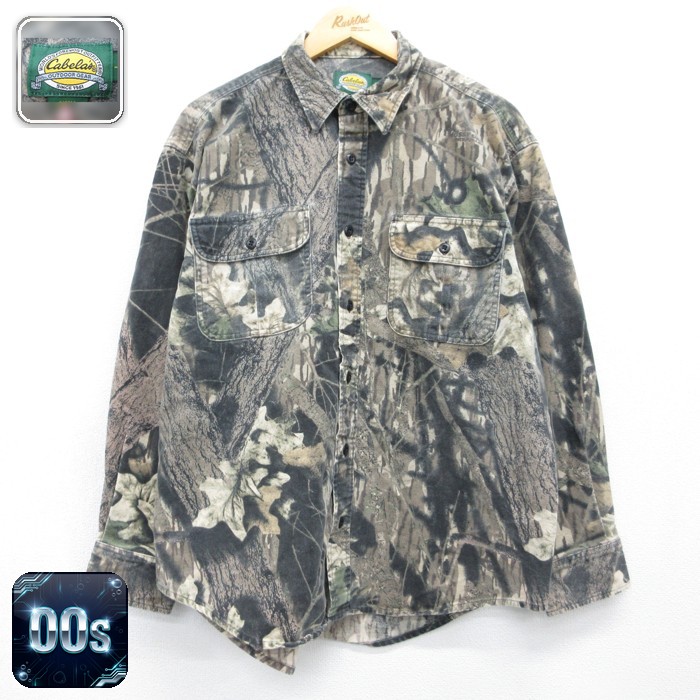Cabelas 00s 長袖シャツ モッシーオーク迷彩 カーキ メンズXL相当 | 古着