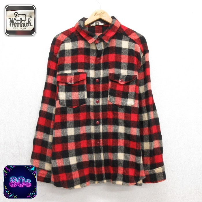 ウールリッチ 80s 長袖シャツ バッファローチェック レッド メンズXL相当 | 古着