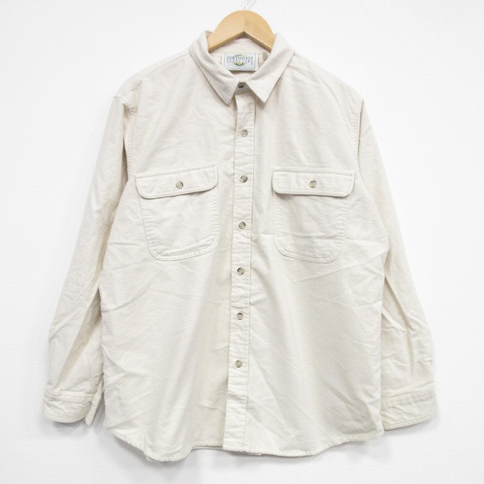 【20%OFF】00s 長袖フランネルシャツ ベージュ XL | 古着