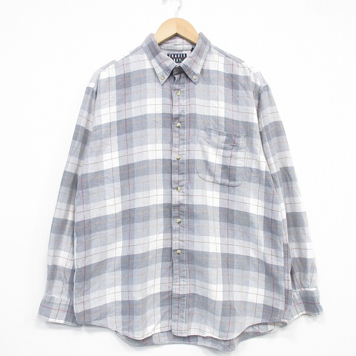 【20%OFF】TRADER BAY 長袖フランネルシャツ チェック グレー XL | 古着