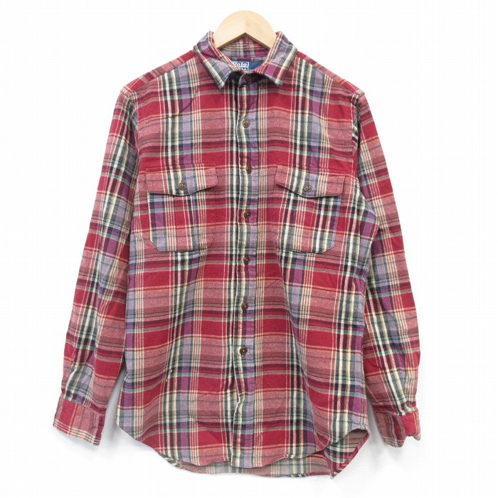 ラルフローレン 90s 長袖フランネルシャツ チェック レッド L | 古着
