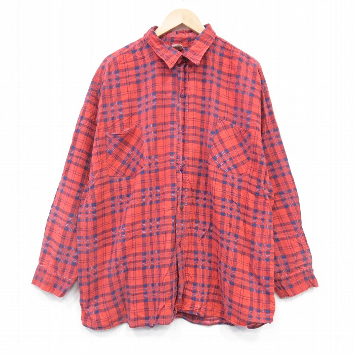 【20%OFF】フランネル 90s 長袖シャツ チェック レッド XL | 古着