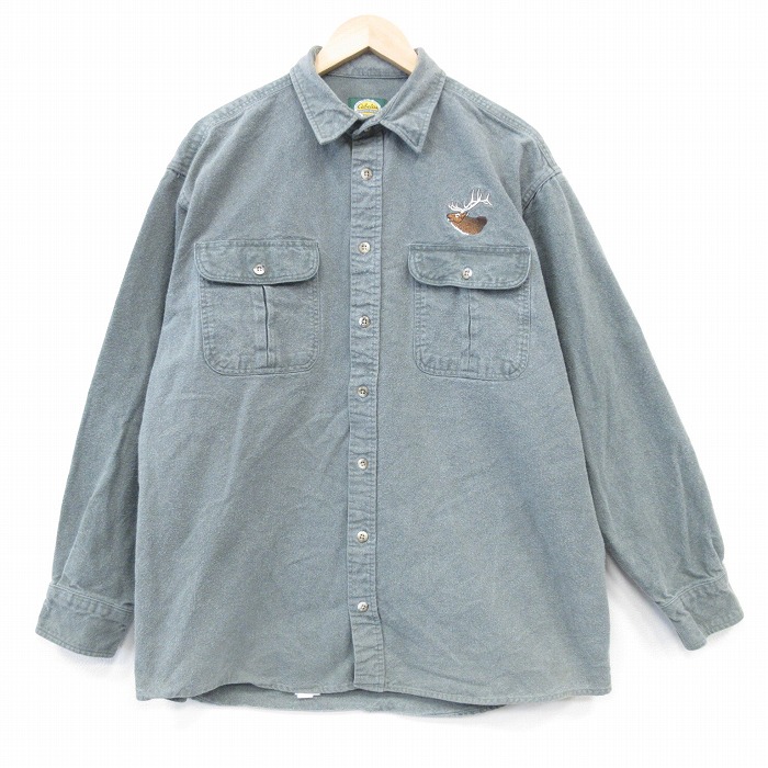 【20%OFF】カベラス 90s 長袖フランネルシャツ シカ グリーン XL | 古着