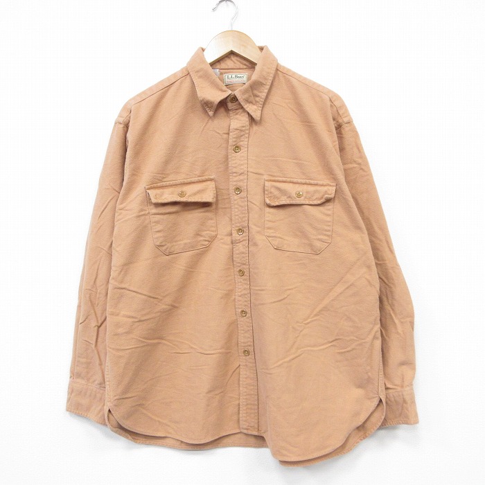 【20%OFF】エルエルビーン 80s 長袖フランネルシャツ シャモアクロス オレンジ XL | 古着