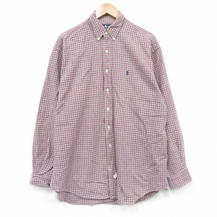 ラルフローレン 90s 長袖シャツ ワンポイントロゴ レッドチェック XL | 古着