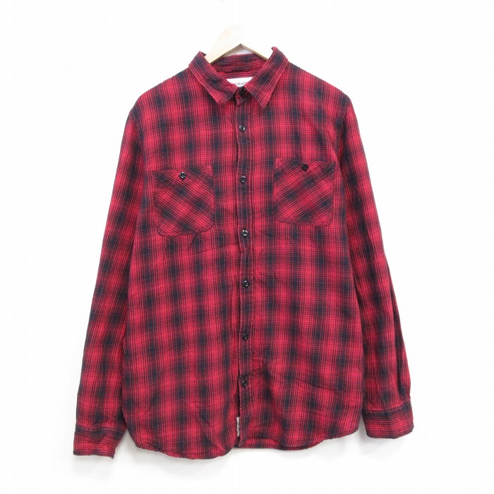 ラルフローレン 長袖フランネルシャツ オンブレチェック レッド XL | 古着