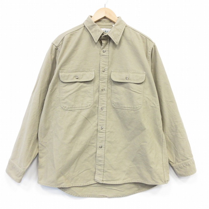 【20%OFF】90s ヘビーフランネルシャツ ベージュ XL | 古着
