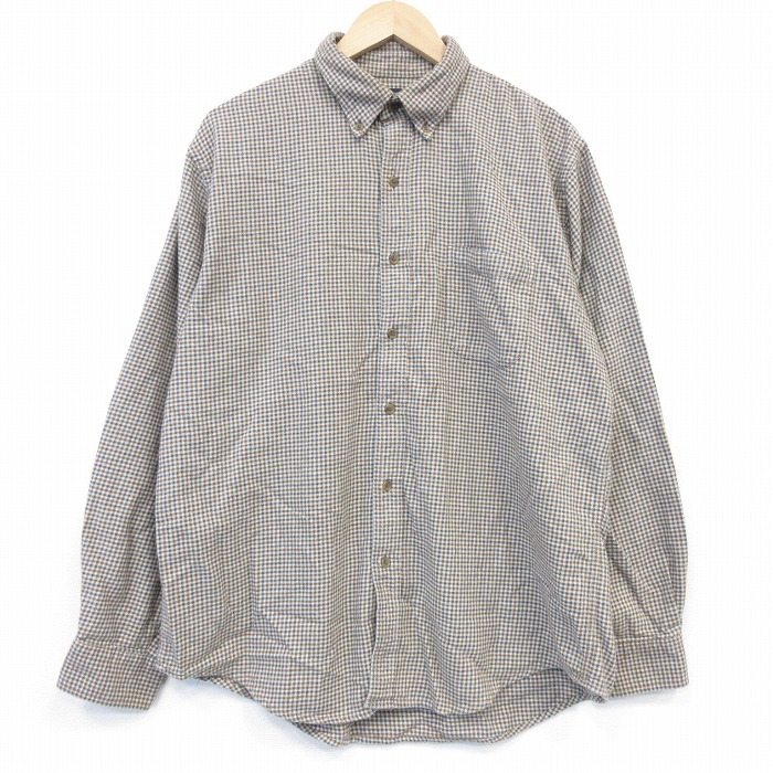 【20%OFF】ランズエンド 長袖フランネルシャツ ベージュチェック XL | 古着