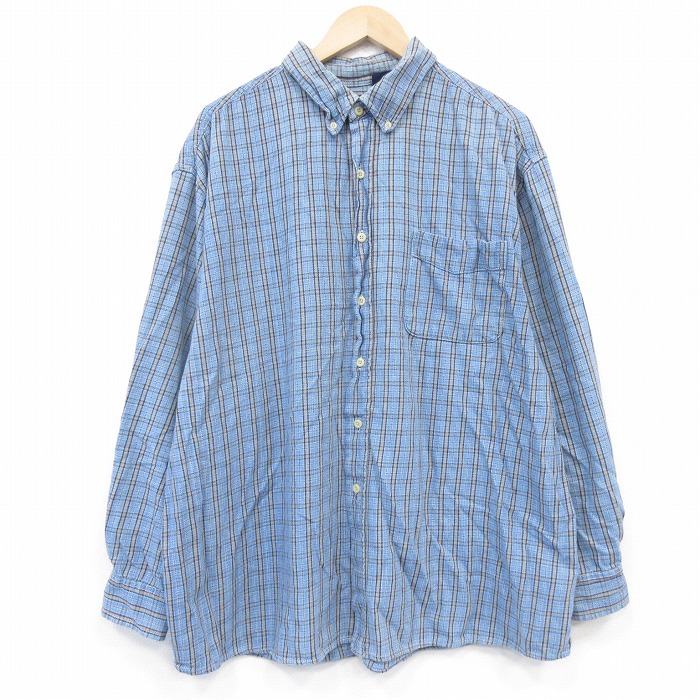 ベーシックエディションズ 長袖フランネルシャツ ネイビーチェック XL | 古着