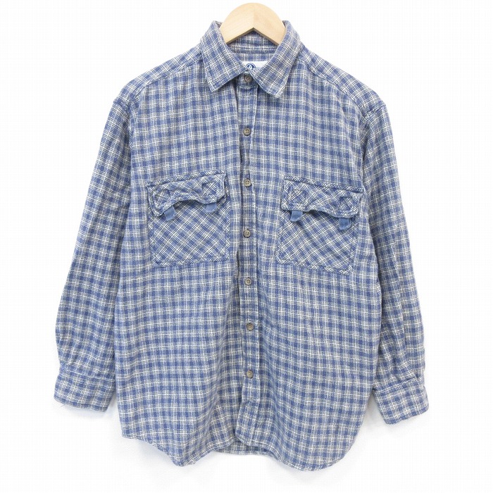 XL★古着 アリゾナジーンズ 長袖 フランネル シャツ メンズ 00年代 00s コットン 紺他 チェック 26apr03