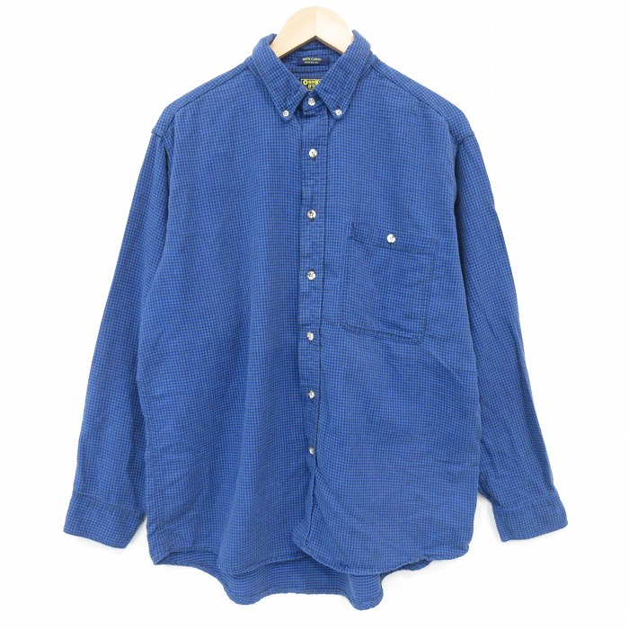 XL★古着 オシュコシュ 長袖 フランネル シャツ メンズ 90年代 90s 大きいサイズ コットン USA製 青他 ギンガム チェック 26apr03