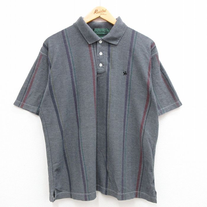 90s 半袖ポロシャツ ワンポイントロゴ グレー XL | 古着