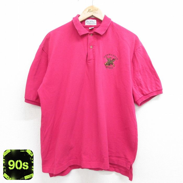 ポロシャツ 90s 半袖ポロシャツ シカ ピンク XL | 古着