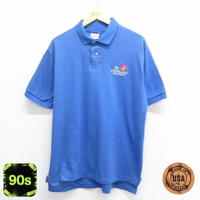 90s 半袖ポロシャツ FFA ブルー XL | 古着