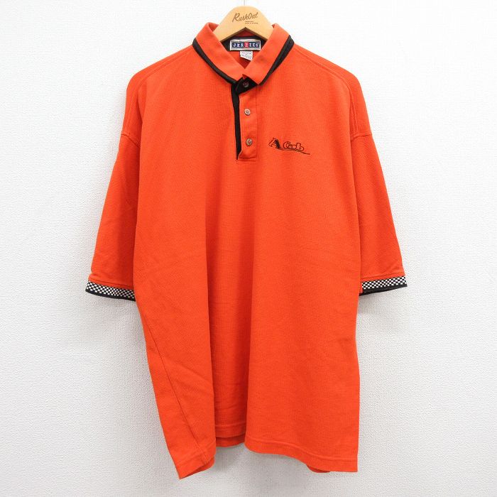 XL★古着 ジャージーズ 半袖 ポロ シャツ メンズ 00年代 00s A Cab 大きいサイズ コットン オレンジ他 24may17 中古 トップス