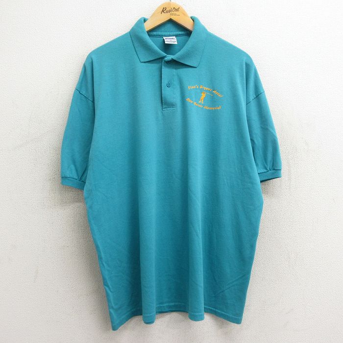 XL★古着 半袖 ポロ シャツ メンズ 90年代 90s ゴルフ 大きいサイズ 水色 24may18 中古 トップス