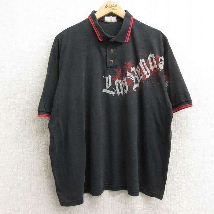 【50%OFF】ヘインズ 00s 半袖ポロシャツ ラスベガス ブラック XL | 古着