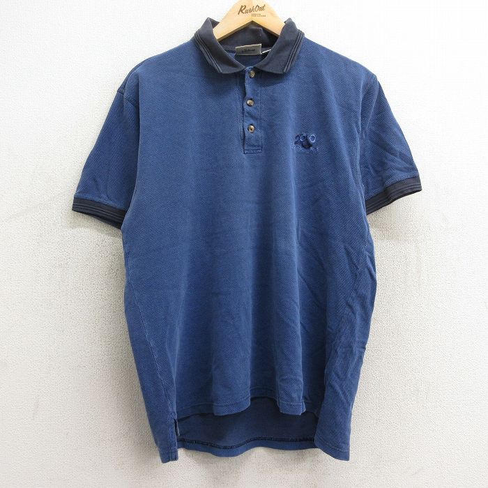 【50%OFF】XL★古着 半袖 ポロ シャツ メンズ 00年代 00s ディズニー DISNEY コットン 鹿の子 紺 ネイビー 24may22 中古 トップス