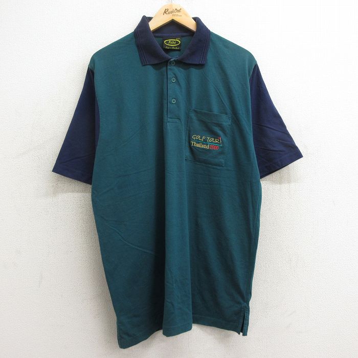 00s 半袖ポロシャツ ゴルフ グリーン XL | 古着