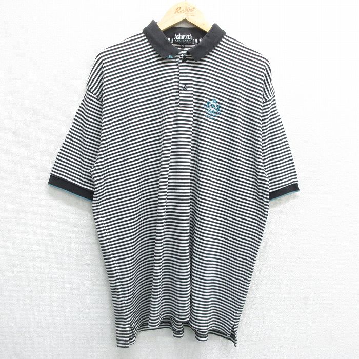 バミューダ 90s 半袖ポロシャツ ボーダー ブラック XL | 古着