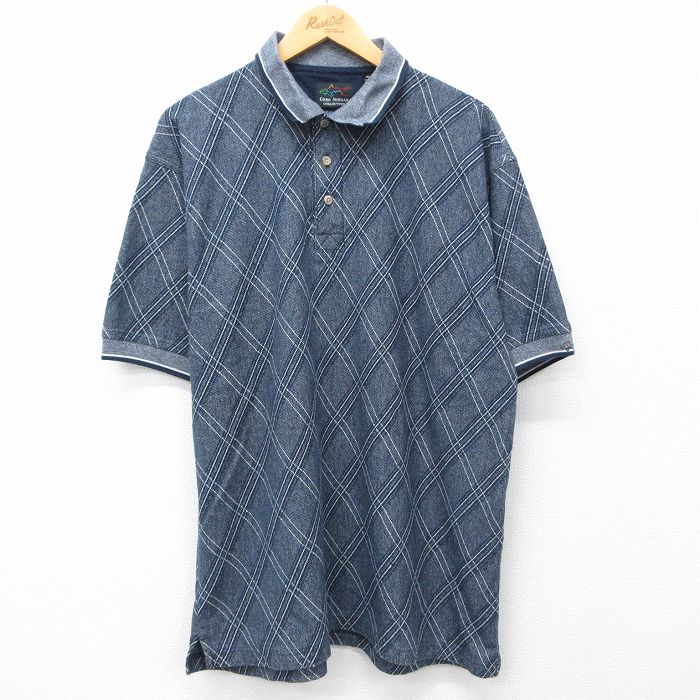 XL★古着 グレッグノーマン 半袖 ポロ シャツ メンズ 大きいサイズ コットン 紺他 ネイビー 24may30 中古 トップス