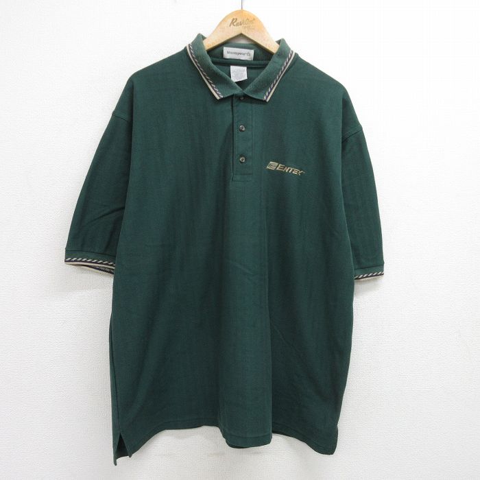 【50%OFF】XL★古着 マンシングウェア 半袖 ポロ シャツ メンズ 90年代 90s ENTEX 大きいサイズ コットン USA製 緑他 グリーン 24jun03 中古 トップス