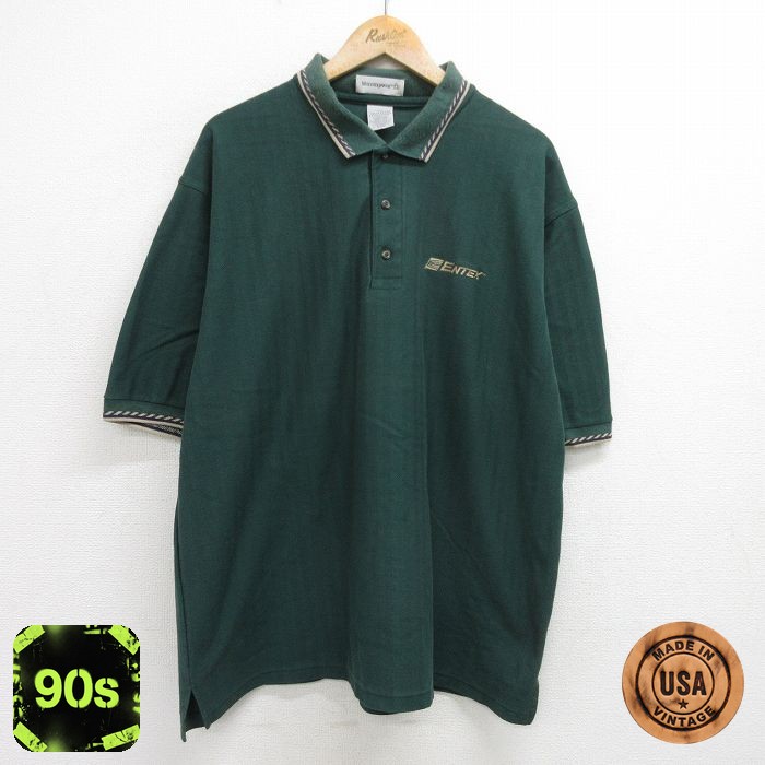 マンシングウェア 90s 半袖ポロシャツ ENTEX グリーン XL | 古着