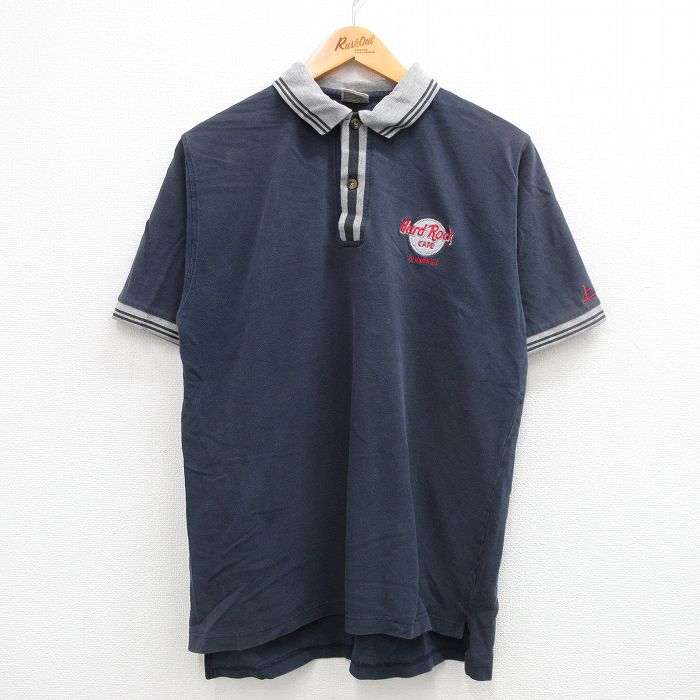 【50%OFF】ハードロックカフェ 00s 半袖ポロシャツ 上海 ネイビー L | 古着