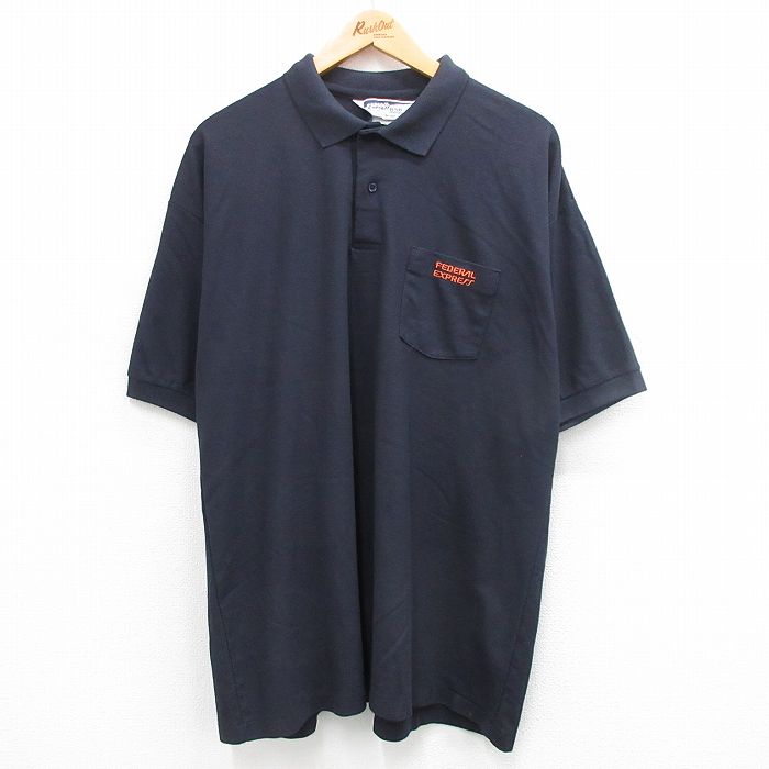 【50%OFF】XL★古着 半袖 ポロ シャツ メンズ 00年代 00s FEDERAL EXPRESS 鹿の子 大きいサイズ 紺 ネイビー 24jul15 中古 トップス