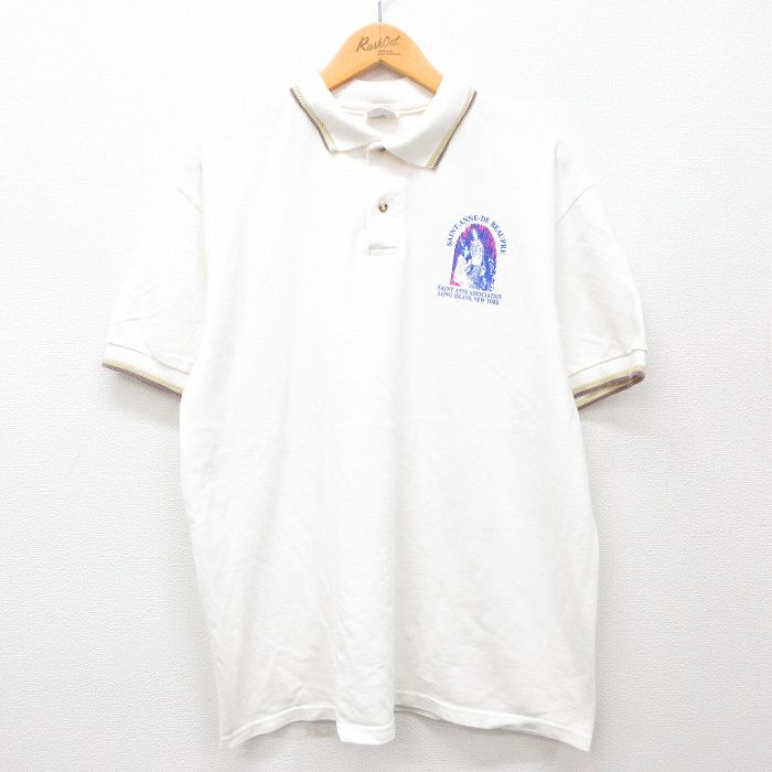 【50%OFF】XL★古着 ヘインズ Hanes 半袖 ポロ シャツ メンズ 00年代 00s サンタンヌドボープレ 鹿の子 大きいサイズ コットン 白 ホワイト 24jul16 中古 トップス