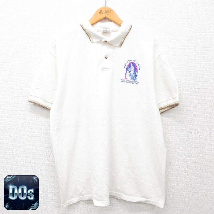 ヘインズ 00s 半袖ポロシャツ 鹿の子 ホワイト XL | 古着
