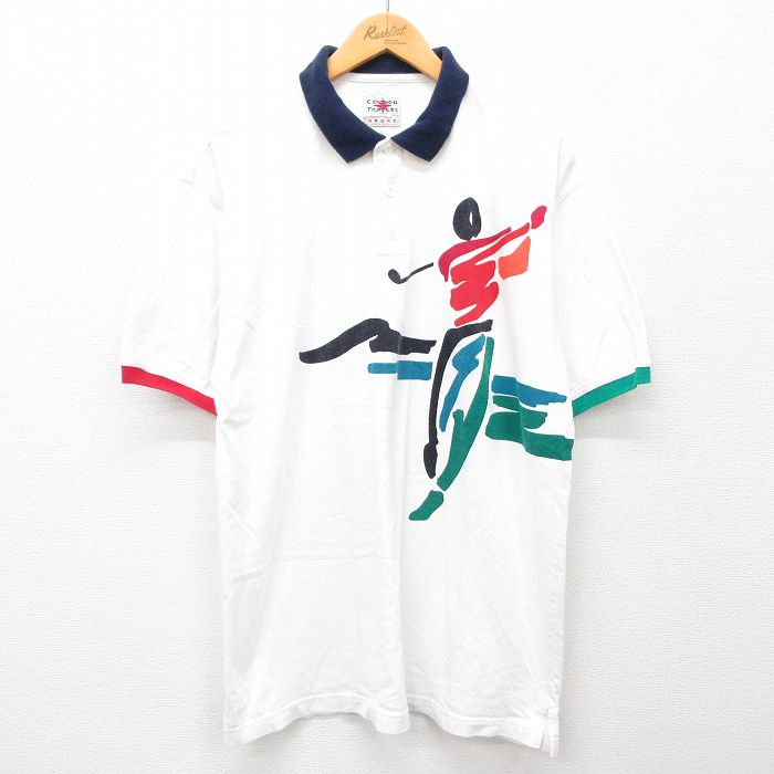 【50%OFF】XL★古着 半袖 ポロ シャツ メンズ 00年代 00s ゴルフ コットン 白 ホワイト 24jul16 中古 トップス