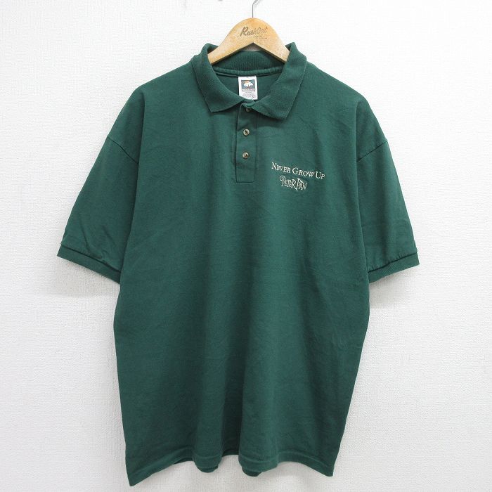 XL★古着 半袖 ポロ シャツ メンズ 00年代 00s ピーターパン 大きいサイズ コットン 緑 グリーン 24jul23 中古 トップス