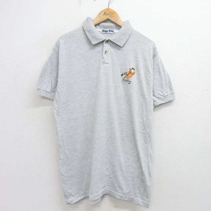 00s 半袖ポロシャツ ガーフィールド グレー XL | 古着