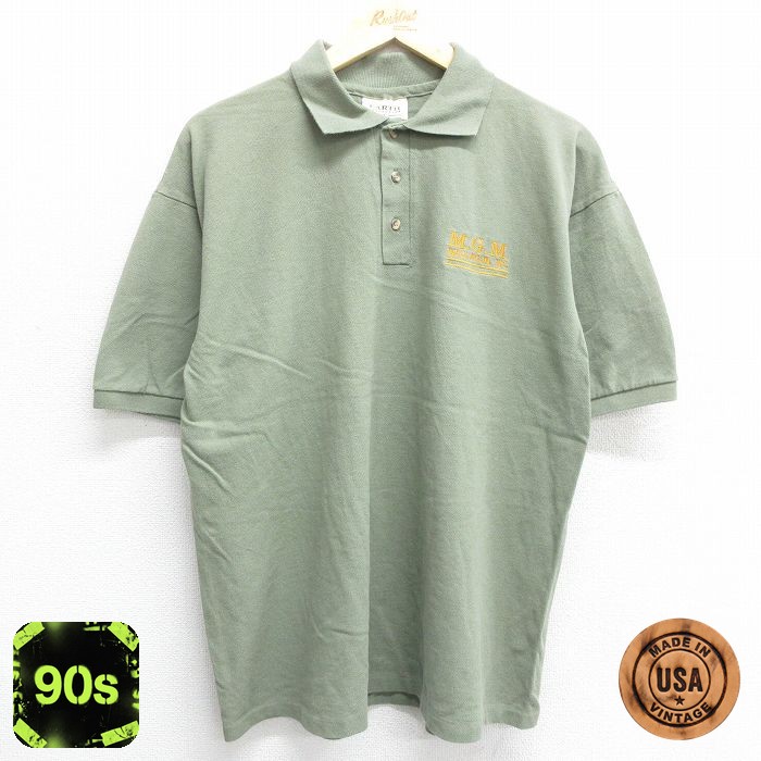 MGM 90s 半袖ポロシャツ 鹿の子 グリーン XL | 古着