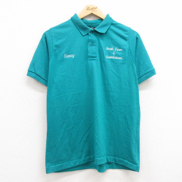 L★古着 半袖 ポロ シャツ メンズ 90年代 90s Smith USA製 青緑 24aug06 中古 トップス