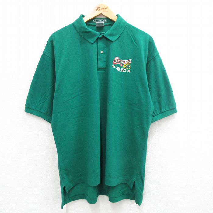 【50%OFF】00s 半袖ポロシャツ THE DISTILLERY グリーン XL | 古着