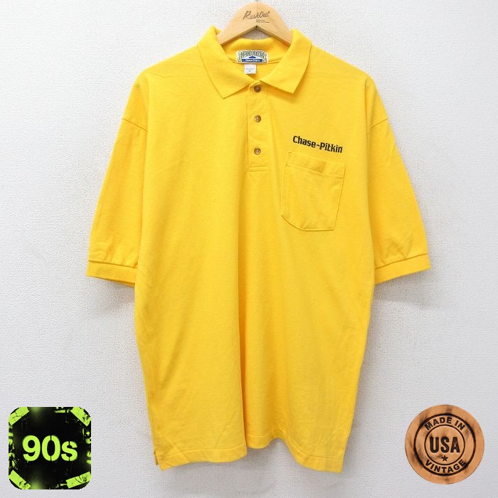 Chase Pitkin 90s 半袖ポロシャツ 鹿の子 イエロー XL | 古着