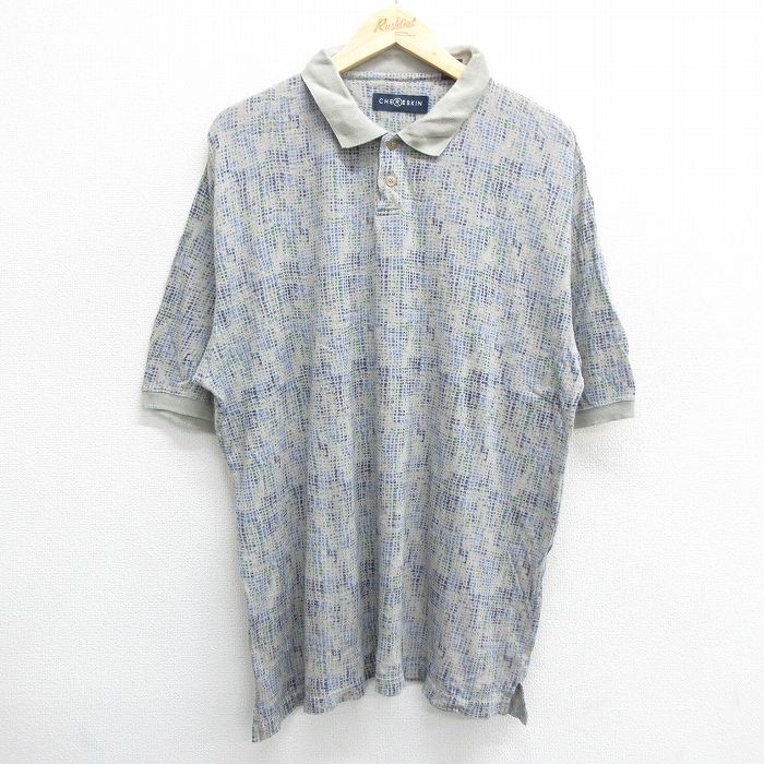 【50%OFF】XL★古着 半袖 ポロ シャツ メンズ 大きいサイズ シルク グレー他 24aug08 中古 トップス