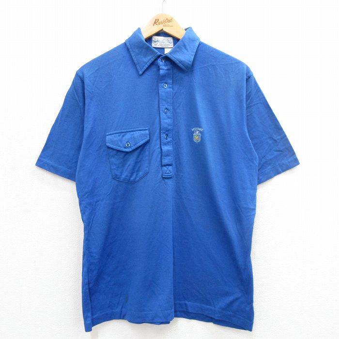 80s 半袖ポロシャツ ブルー L | 古着
