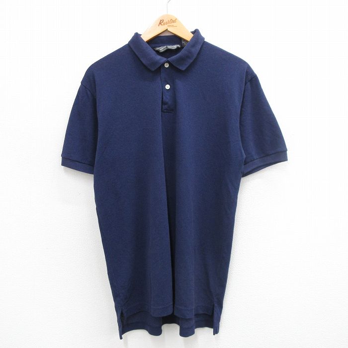 XL★古着 半袖 ポロ シャツ メンズ 90年代 90s 鹿の子 紺 ネイビー 24aug09 中古 トップス